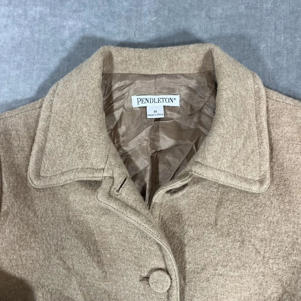 Pendleton Women's Medium Camel Tan‎ Merino Wool Blend Blazer Jacket
